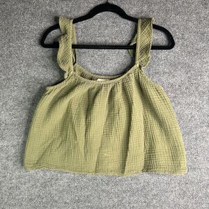 Xirena Top Women's‎ Large Ruffle Sleeve Strap Green